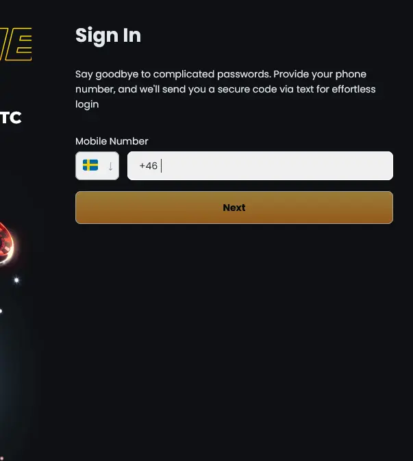 Registrační formulář InstaCasino – vytvoření nového hráčského účtu online